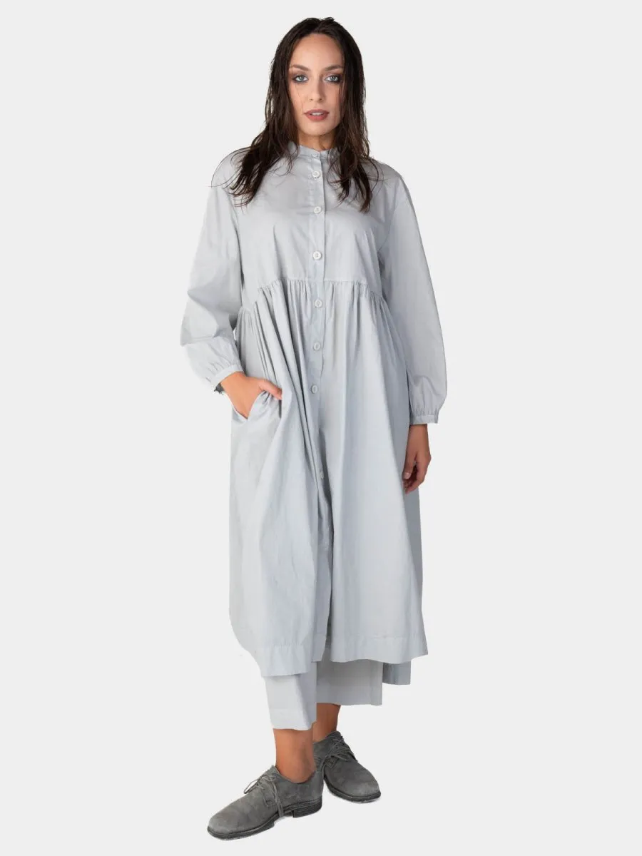 Banded Collar Cotton Shirtdress