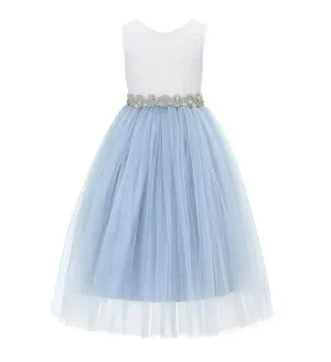 Scalloped V-Back Lace A-Line Flower Girl Dress Events Birthday Party Recital Graduation Ceremony 207R2